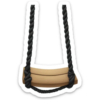 black rope swing hanging from a door with black rope with two giant holes sticker