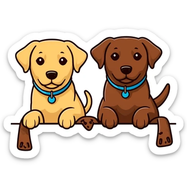 Black lab and chocolate lab hanging out sticker