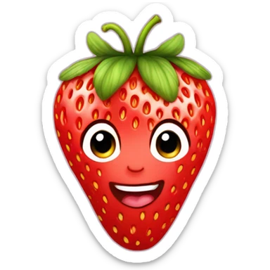 Strawberry with a cute baby face coming out on top sticker