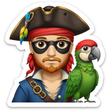 pirate with eye patch and parrot sticker