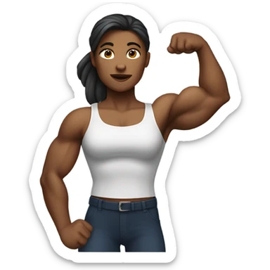 a female with really strong biceps sticker
