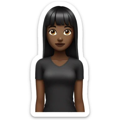 Girl with black bangs and long hair, dark skin and dark eyes sticker