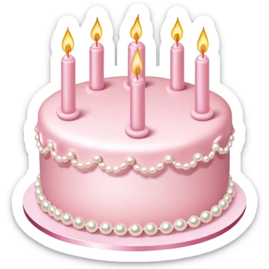 pearl light pink birthday cake with pearl decorations sticker