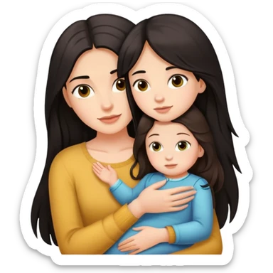 Girl in long dark hair holding her one and only daughter  sticker