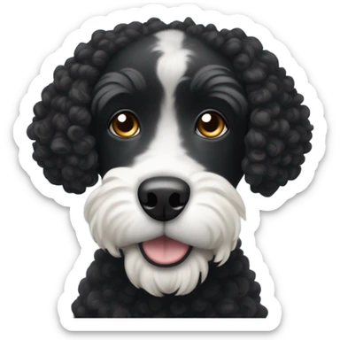 Black curl face dog with white snout and big white eyebrows  sticker