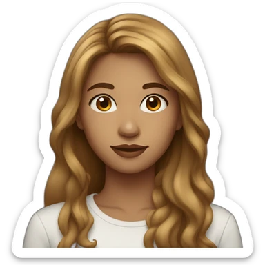 20 year old woman with long light brown hair and long face with olive skin color  sticker