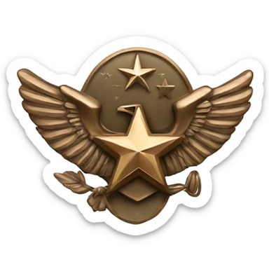 Bronze military badge with stars and an eagle sticker