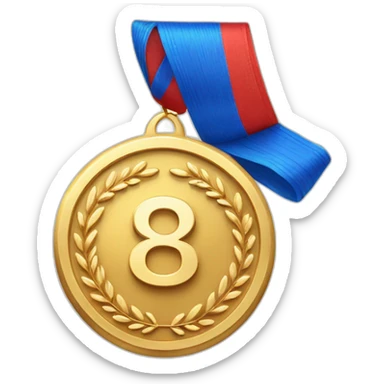 a golden medal for 1st place with "8th B" on it sticker