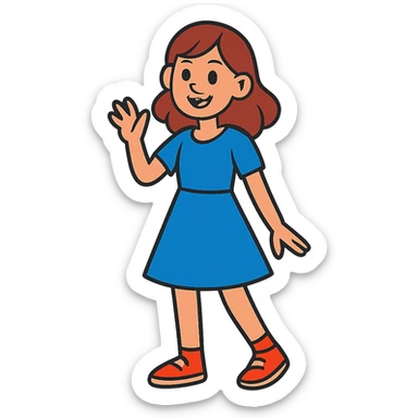 teen girl in a blue dress sticker