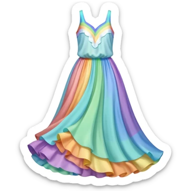 Rainbow pastel dress sticker