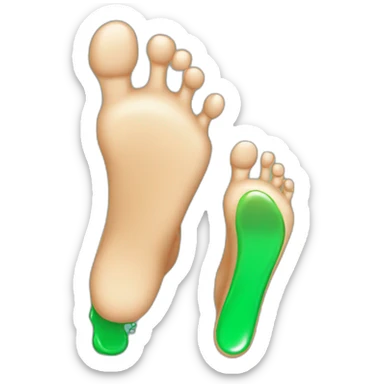 Feet with green varnish sticker