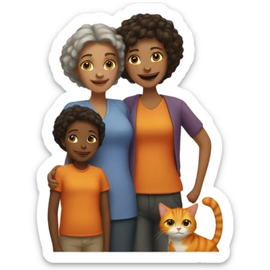lesbian Jewish family with daughter and  orange cat sticker