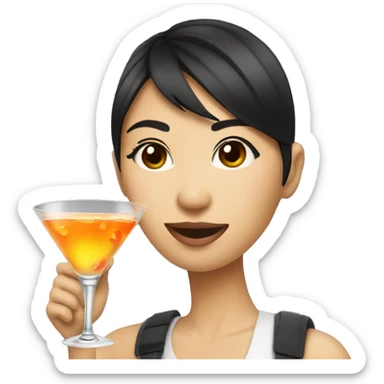 Pretty Asian cool drinking martini sticker