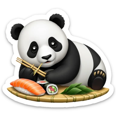 panda eating sushi sticker