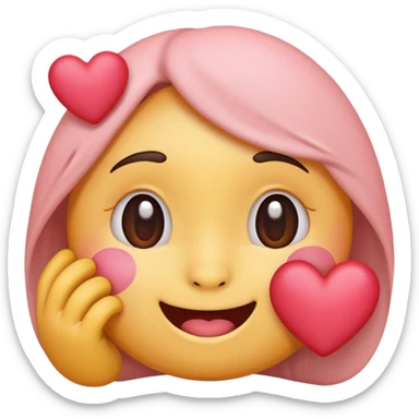 Shy happy emoji with hearts  sticker