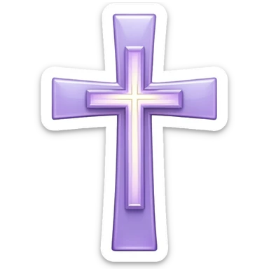 light lavender colored religious cross with bright light around it  sticker