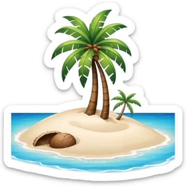 island with a coconut tree and beach sticker