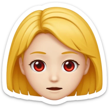 Faca um emoji com cabelo branco de anime e um dos olhos pretos com o meio vermelho sticker