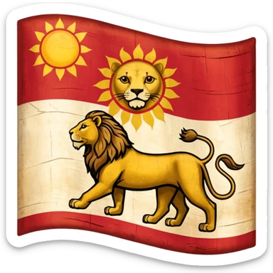 The flag of ancient Iran means lion and sun. sticker