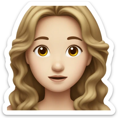 a girl with WHİTE skin LONG BROWN WAVY hair  chinese girl brown hair  sticker