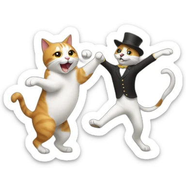 Dancing cat with dog sticker