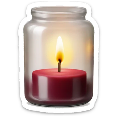 Maroon candle in glass jar with pine sprigs  sticker