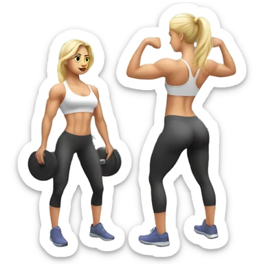 Muscular white girl doing squats at gym sticker