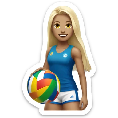summer olympics blonde girl playing volleyball sticker
