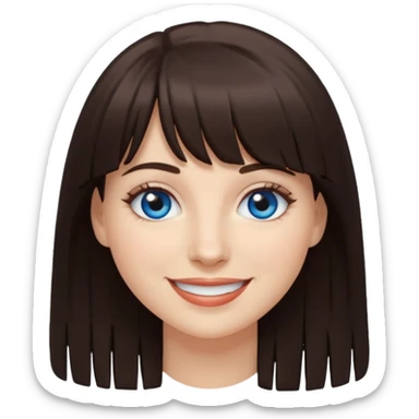 White smiling women with a dark brown fringe sticker