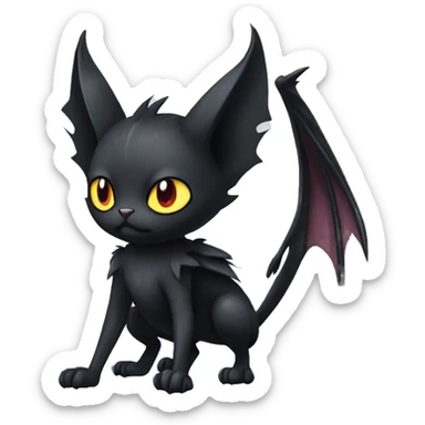 Black Edgy Gothic Bat-winged Litten-Bat-cat-Fakemon full body sticker