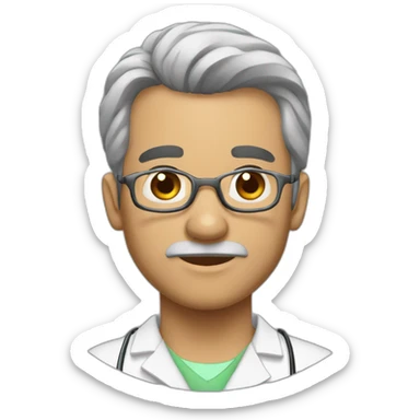 Homem moreno careca medico sticker