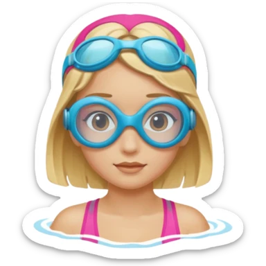 Girl with swim goggle sticker