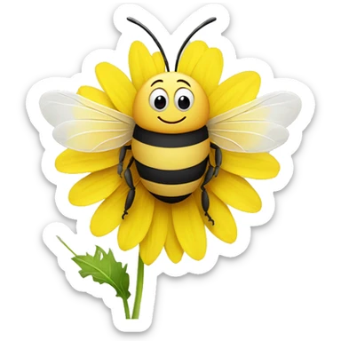 Bee smiling with dandelion  sticker