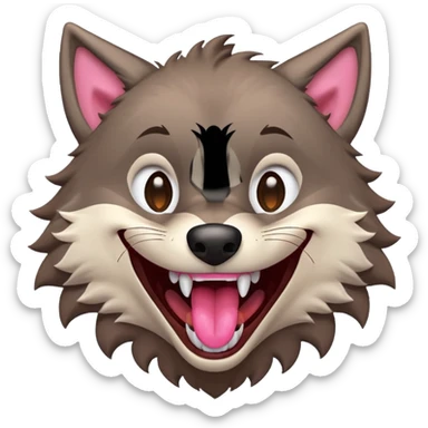 a wolf laughing really hard sticker