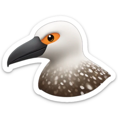 brown and white flecked sea bird with orange beak sticker