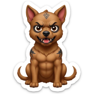 tattooed scary looking dog sticker