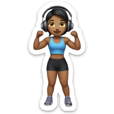girl at the gym with black headphones  sticker