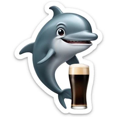Dolphin with pint of Guinness saying or 10 times sticker