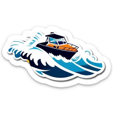 recreational boat in waves sticker