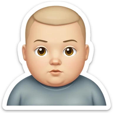 Fat little white boy with a buzz cut sticker