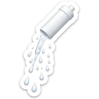 individual white glue white drops falling and dripping down out of a tube, all white sticker