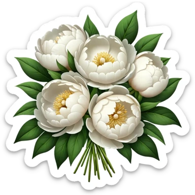 White peonies bouquet  sticker