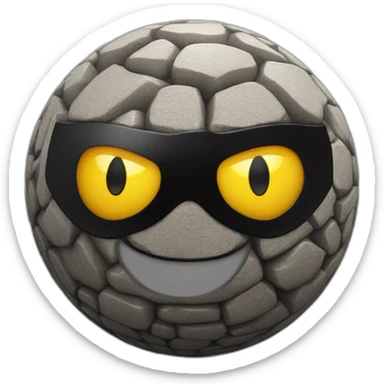 3d sphere with a cartoon saluting cobblestone Batman skin texture with rigid eyes sticker