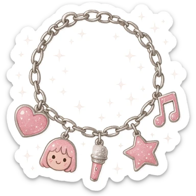 pink kpop idol charm bracelet, cute and sparkly sticker