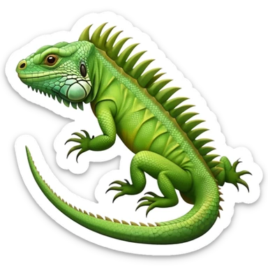 A green iguana with scales, spikes on its back, and a long tail sticker