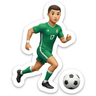 Ronaldo dribbling with a touch into a football sticker