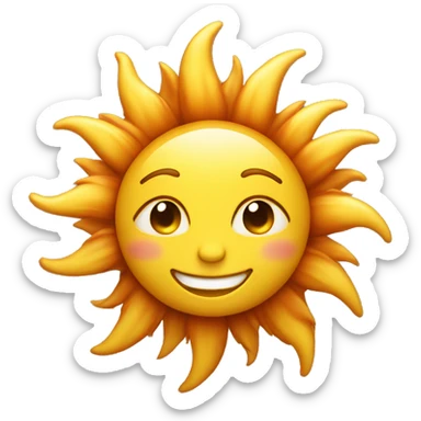 Sun with a smile and long caramel hair sticker