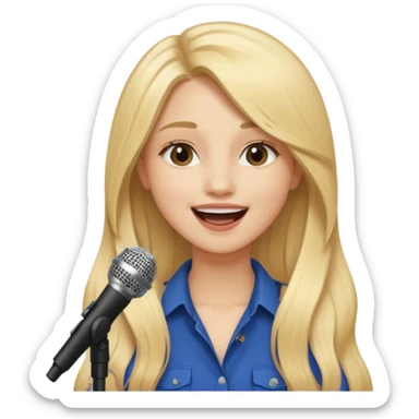 Singer Young woman – long blonde hair, around 20s,  singing into mic sticker