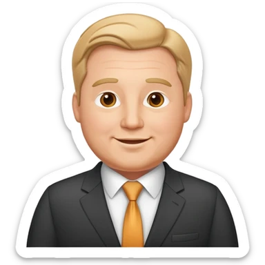 highly detailed happy plump white man in business suit, refined features, realistic proportions sticker