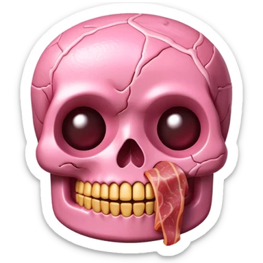 kawaii skull EMOJI made of SPAM MEAT sticker